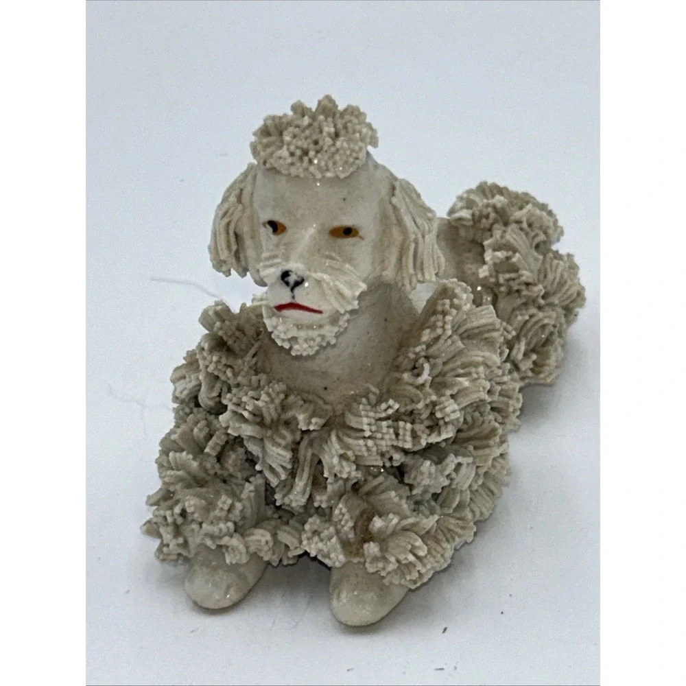 Vintage 1950's Off White Spaghetti Poodle Figurine- JAPAN MCM